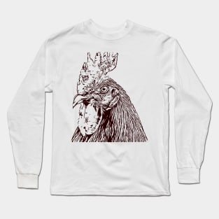 rooster line art Long Sleeve T-Shirt